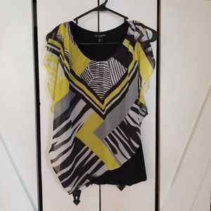 Black, yellow & white Sleeveless Asymmetrical - PS